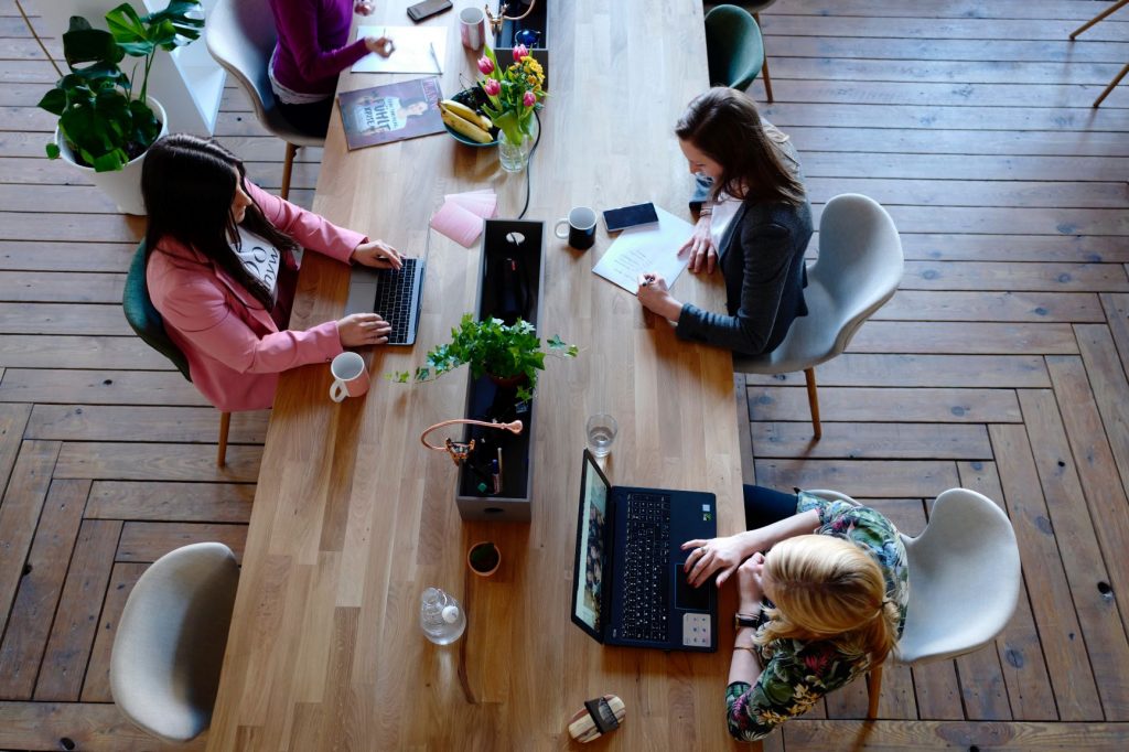 millennial women in office space