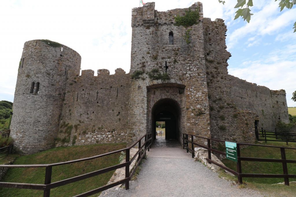 Entrance gate to Manorbier Castle